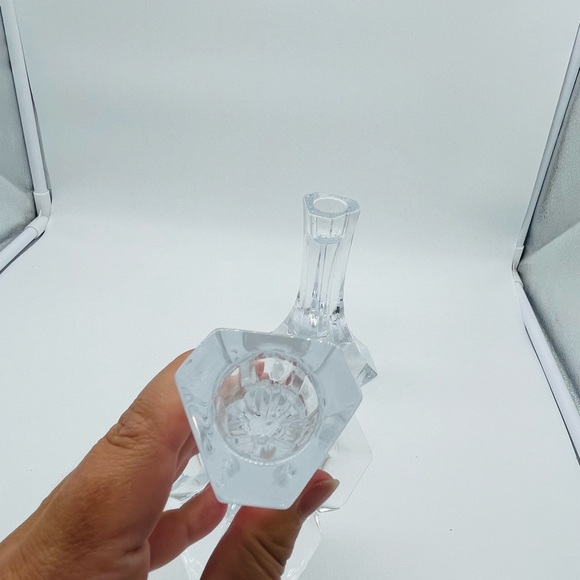 Miller Rogaska Triangle Candlestick Pair-Full Lead Crystal-6" - Picture 5 of 8